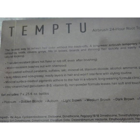 TEMPTU Airbrush Root Touch Up & Temporary Hair Color 7 PC Starter Set Long-Wear - Picture 8 of 13